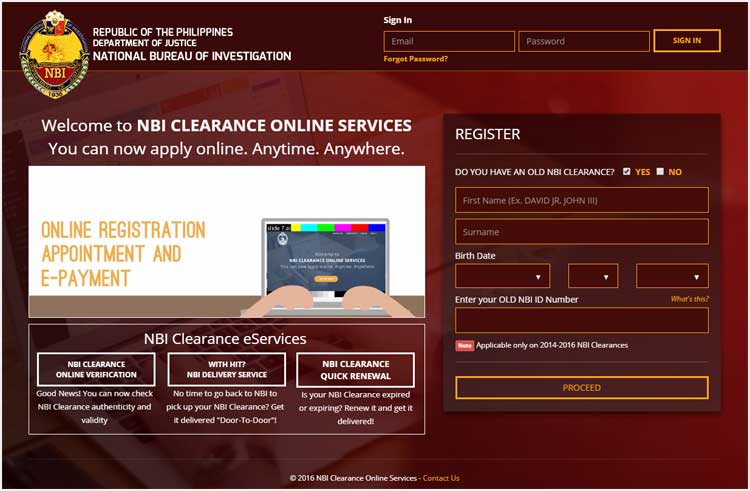 Step 1 - NBI Clearance Official Website