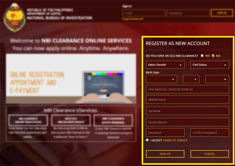 Step 2 - Register a New Account
